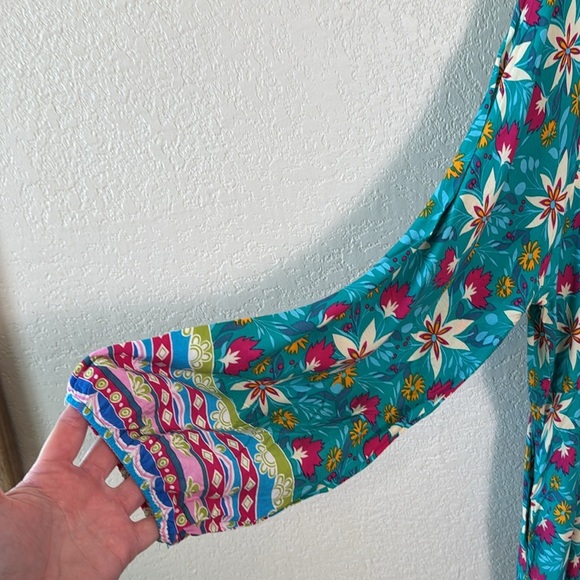 Sunshine & Rodeos Women’s S Floral Dress Tie Waist Button‎ up Pockets Round Neck - Picture 5 of 9